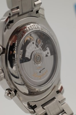 Lot 317 - A GENTLEMAN'S STEEL LONGINES MASTER COLLECTION TRIPLE CALENDAR MOONPHASE WRIST WATCH