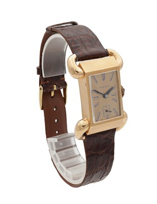 Lot 468 - AN 18CT ROSE GOLD TIFFANY & CO. GENTLEMAN'S WRIST WATCH WITH FLARED LUGS