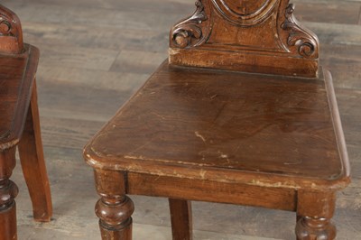 Lot 1570 - A SET OF SIX LATE 19TH CENTURY OAK HALL CHAIRS
