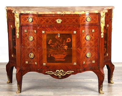 Lot 1490 - A LATE 19TH CENTURY FRENCH GILT BRONZE MOUNTED MARQUETRY COMMODE STAMPED SORMANI