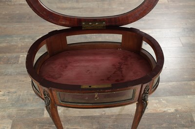 Lot 1548 - A 19TH CENTURY FRENCH MAHOGANY AND ORMOLU MOUNTED BIJOUTERIE TABLE