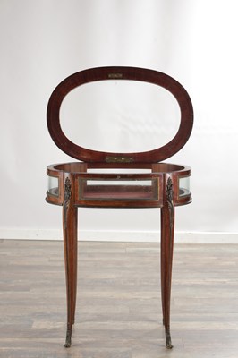 Lot 1548 - A 19TH CENTURY FRENCH MAHOGANY AND ORMOLU MOUNTED BIJOUTERIE TABLE