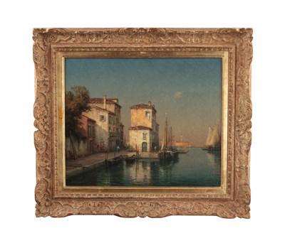 Lot 973 - BOUVARD AN OIL ON CANVAS VENETIAN CANAL SCENE