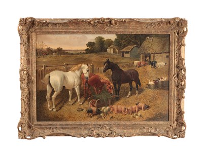 Lot 972 - JOHN FREDERICK HERRING Jr. (1820-1907) "FARMYARD SCENE" OIL ON CANVAS
