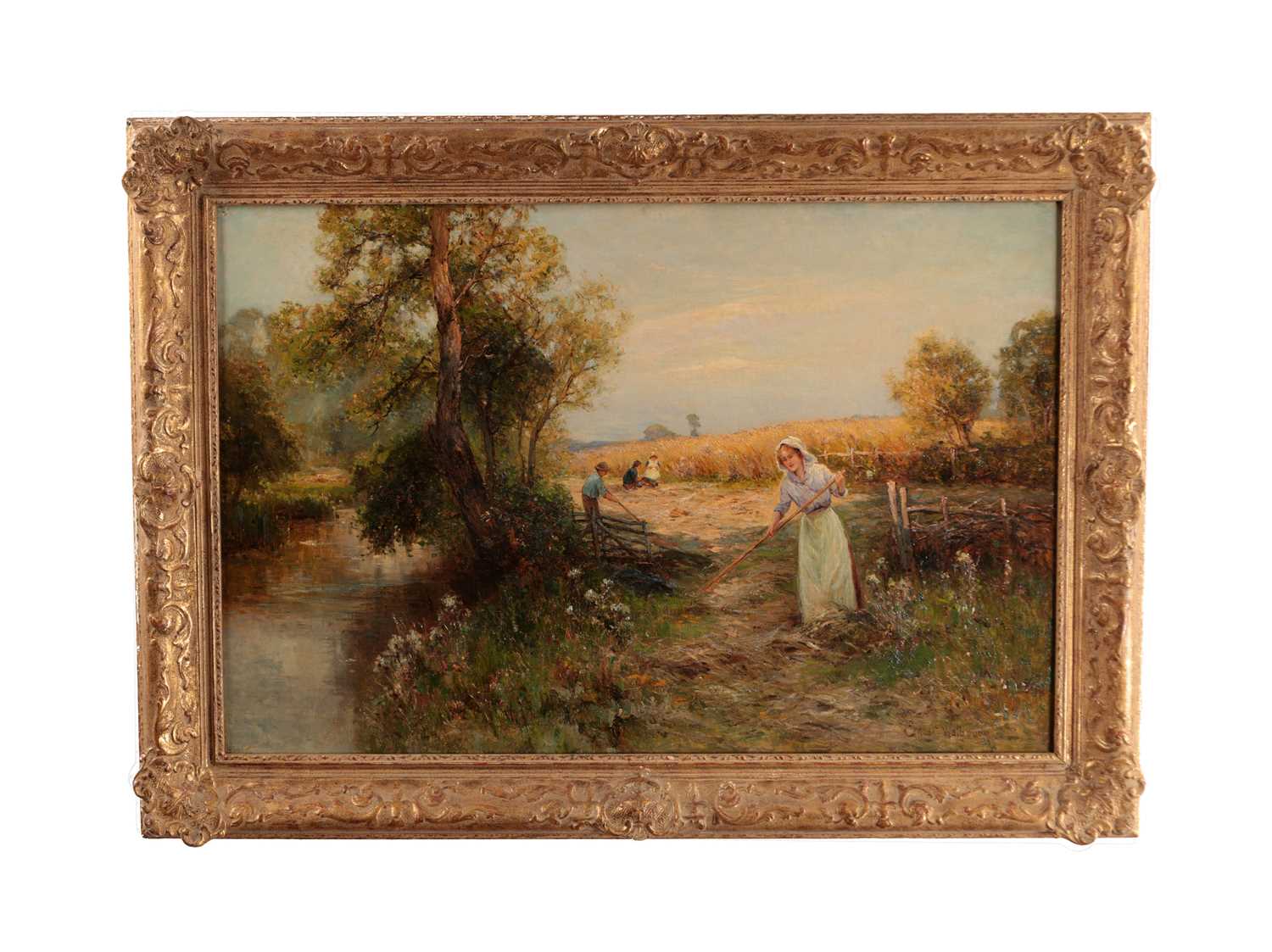 Lot 874 - ERNEST WALBOURNE AN OIL ON CANVAS HARVEST TIME