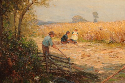 Lot 874 - ERNEST WALBOURNE AN OIL ON CANVAS HARVEST TIME