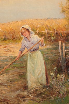 Lot 874 - ERNEST WALBOURNE AN OIL ON CANVAS HARVEST TIME