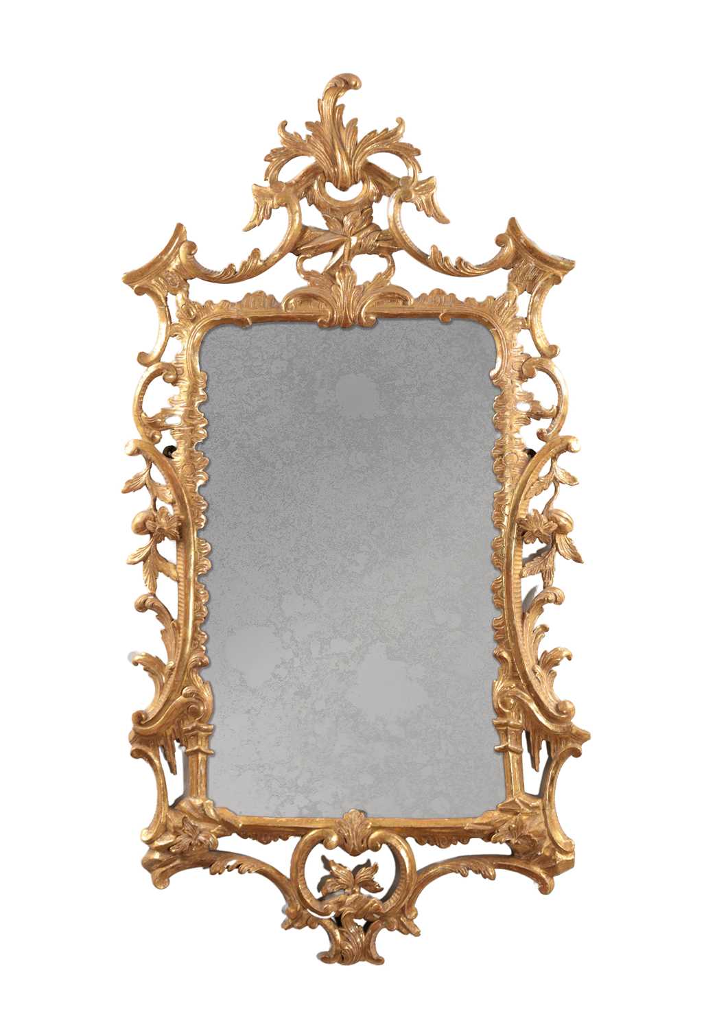 Lot 1540 - A GEORGE III STYLE GILT GESSO HANGING MIRROR