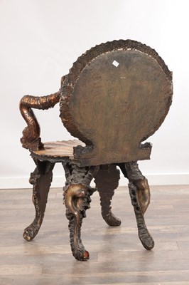 Lot 1551 - AN UNUSUAL 19TH CENTURY ITALIAN PARCEL GILT GROTTO CHAIR ATTRIBUTED TO PAULY ET CIE