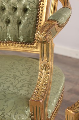 Lot 1503 - A PAIR OF LATE 19TH CENTURY FRENCH GILT GESSO SALOON CHAIRS