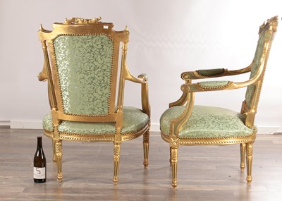 Lot 1503 - A PAIR OF LATE 19TH CENTURY FRENCH GILT GESSO SALOON CHAIRS