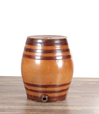 Lot 633 - A LARGE 19TH CENTURY LAMBETH DOULTON AND CO LONDON BROWN GLAZED BARREL