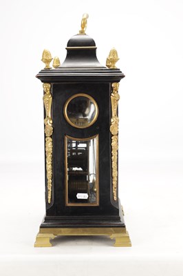 Lot FRANCIS WELLS, LONDON. A GEORGE III ORMOLU MOUNTED EBONISED QUARTER REPEATING BRACKET CLOCK