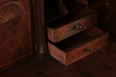 Lot 1688 - A GOOD EARLY 18TH CENTURY FIGURED WALNUT SECRETAIRE CHEST ON CHEST WITH STARBURST INLAID BASE