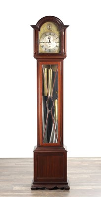 Lot 1298 - AN EDWARDIAN MAHOGANY TUBE CHIMING LONGCASE CLOCK