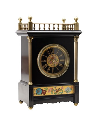 Lot 1283 - A LATE 19TH CENTURY AESTHETIC KEYLESS WOUND MARBLE MANTEL CLOCK