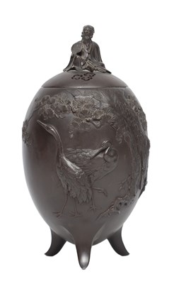 Lot 812 - A JAPANESE MEIJI PERIOD BRONZE LIDDED VASE