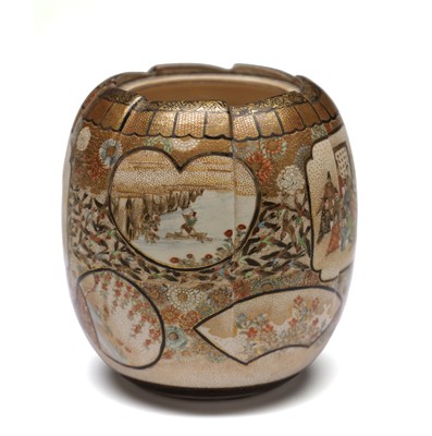 Lot 764 - A MEIJI PERIOD JAPANESE SATSUMA LOBED VASE