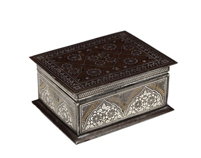 Lot 696 - AN INDIAN KOFTGARI IRONWORK BOX