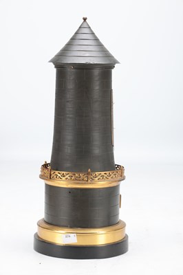 Lot 1279 - A LATE 19TH CENTURY FRENCH BRASS AND PATINATED METAL INDUSTRIAL AUTOMATON WINDMILL CLOCK WITH AN ANEROID BAROMETER
