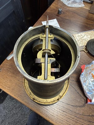 Lot 1279 - A LATE 19TH CENTURY FRENCH BRASS AND PATINATED METAL INDUSTRIAL AUTOMATON WINDMILL CLOCK WITH AN ANEROID BAROMETER