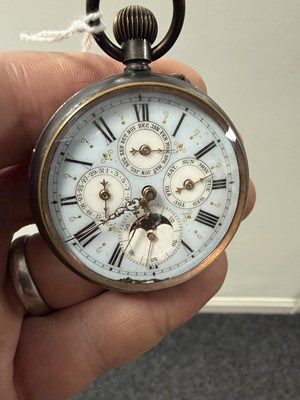Lot 507 - A LATE 19TH CENTURY GUNMETAL TRIPLE CALENDAR MOONPHASE OPEN FACE POCKET WATCH