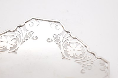 Lot A PAIR OF 1931 SHEFFIELD ENGLISH SILVER PIN TRAYS WITH ENGRAVED SCROLL BORDERS