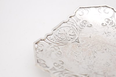 Lot A PAIR OF 1931 SHEFFIELD ENGLISH SILVER PIN TRAYS WITH ENGRAVED SCROLL BORDERS