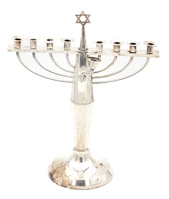 Lot 81 - A GEORGE VI ENGLISH SILVER HANUKKAH MENORAH