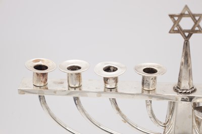 Lot 81 - A GEORGE VI ENGLISH SILVER HANUKKAH MENORAH