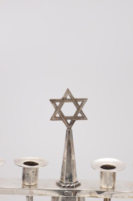 Lot 81 - A GEORGE VI ENGLISH SILVER HANUKKAH MENORAH