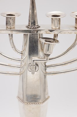 Lot 81 - A GEORGE VI ENGLISH SILVER HANUKKAH MENORAH
