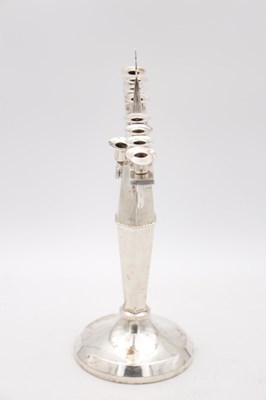 Lot 81 - A GEORGE VI ENGLISH SILVER HANUKKAH MENORAH