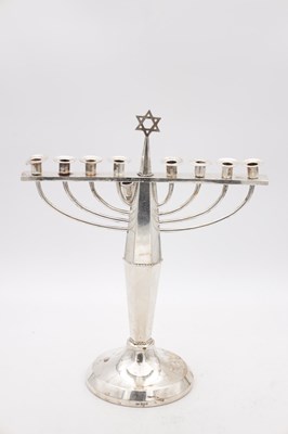 Lot 81 - A GEORGE VI ENGLISH SILVER HANUKKAH MENORAH