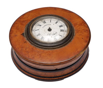 Lot 426 - AN 18TH CENTURY MULBERRY AND EBONY SNUFF BOX WITH WATCH