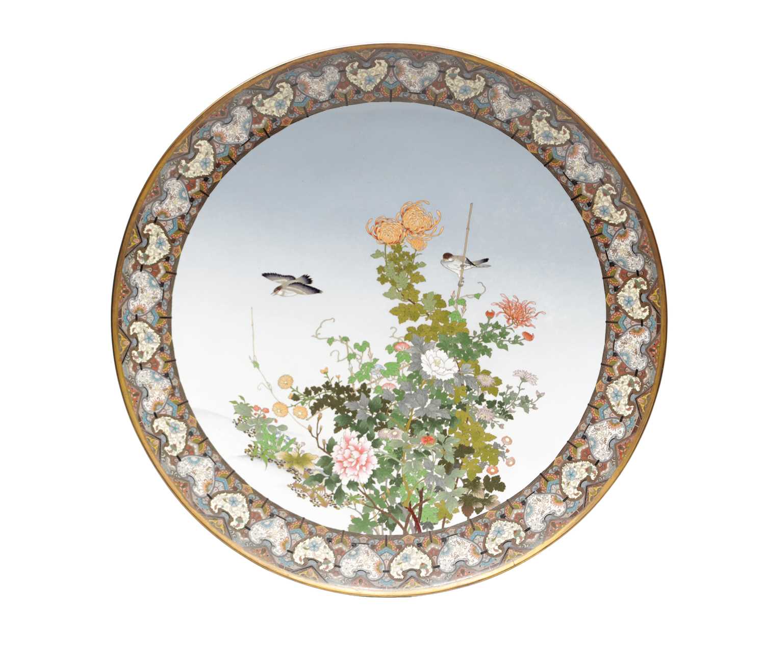 Lot 740 - A MEIJI PERIOD JAPANESE CLOISONNE ENAMEL CHARGER