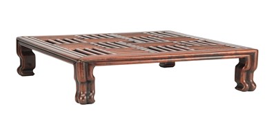 Lot 712 - A 19TH CENTURY CHINESE HARDWOOD SLATTED LOW TABLE