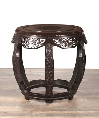 Lot 721 - A 20TH CENTURY CHINESE HARDWOOD JARDINIERE STAND