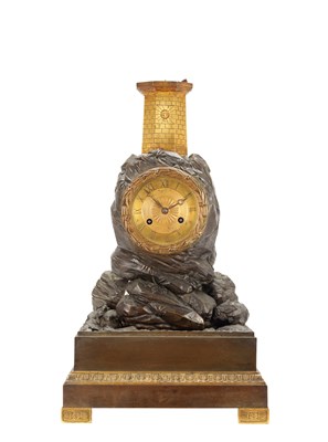 Lot 1287 - A MID 19TH CENTURY FRENCH BRONZE AND ORMOLU LIGHTHOUSE AUTOMATON CLOCK