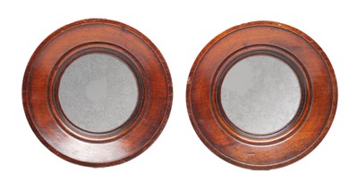 Lot 1686 - A PAIR OF 19TH CENTURY MAHOGANY HANGING MIRRORS