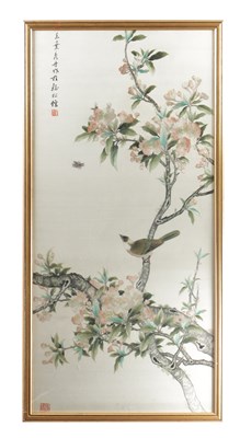 Lot 807 - A 19TH CENTURY JAPANESE INK AND COLOUR ON SILK PANEL