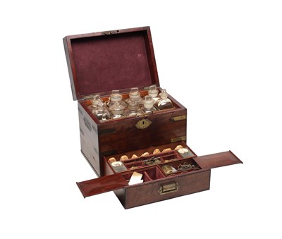 Lot 1468 - A 19TH CENTURY BRASS BOUND MAHOGANY APOTHECARIES BOX