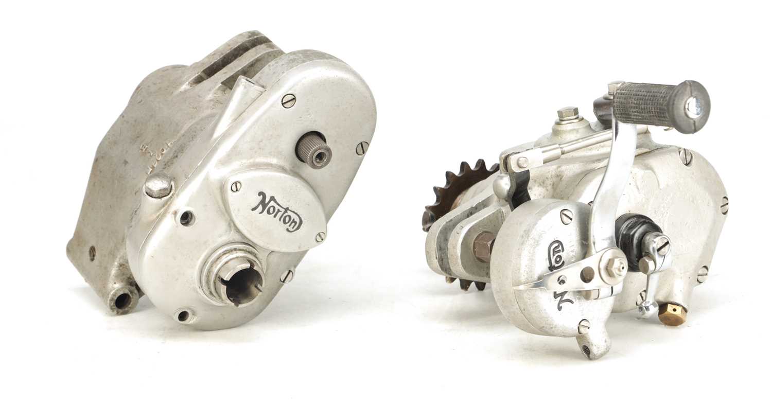Lot 1474 - TWO VINTAGE NORTON MOTORCYCLE RACING GEARBOXES
