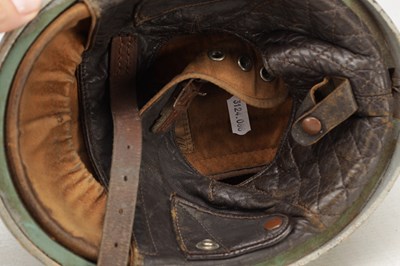 Lot 1475 - A COLLECTION OF THREE VINTAGE MOTORCYCLE HELMETS AND A PAIR OF GOGGLES