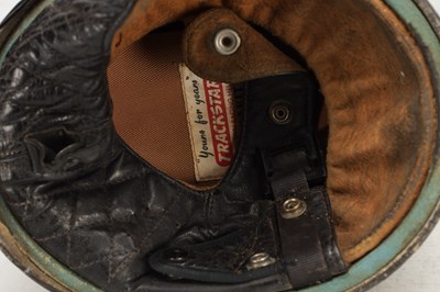 Lot 1475 - A COLLECTION OF THREE VINTAGE MOTORCYCLE HELMETS AND A PAIR OF GOGGLES