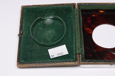 Lot 61 - AN ART DECO ENGLISH SILVER MOUNTED TORTOISESHELL AND GUILLOCHE ENAMEL POCKET WATCH HOLDER