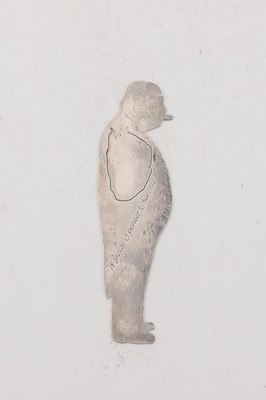 Lot 56 - A LATE 20TH CENTURY ENGLISH SILVER FIGURAL BOOKMARK IN ORIGINAL FITTED LEATHER CASE