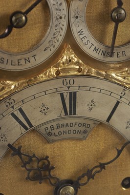 Lot 1240 - PB BRADFORD, LONDON, A LARGE LATE 19TH CENTURY ORMOLU MOUNTED EBONISED QUARTER CHIMING BRACKET CLOCK