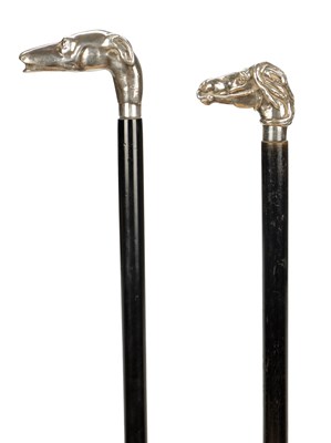 Lot 1434 - A PAIR OF LATE 19TH CENTURY FRENCH SILVER MOUNTED WALKING CANES