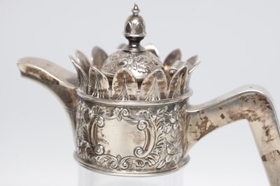 Lot 48 - A VICTORIAN ENGLISH SILVER MOUNTED CUT GLASS CLARET JUG